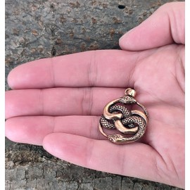 Kiss of Leather Snake Pendant Bronze No.135, Bronze, No Gemstone