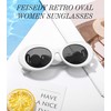 FEISEDY Oval Sunglasses Women RetroTiny Small Face Narrow StyleTrendy Round