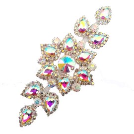 Longsong Fashion 2pcs Bling Rhinestone Applique for Bridal Costume,Crystal Patch DIY Embellishment,Crystal Applique