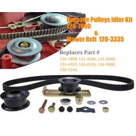 JEENDA 126-7890 Upgrade Pulleys Idler Kit & Mower Belt Compatible with Toro TimeMaster 20975 20977/TurfMaster 22205TE 22207 22210 22215 22225 22235 Lawn Mower & Exmark ECKA30 126-0316
