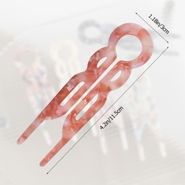 4PCS U-Shaped French Hair Pins for Women - Acetate Hair Clips for Thick, Thin, Fine Hair - Decorative Bun Styling Barrettes in Black & Blonde(F)