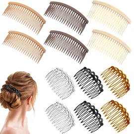 ZEPIQOR 12 Stück Haarkamm Zum Stecken, Französische Seitenkämme, Kunststoff-Seitenhaarzwirn, dekorativer Kamm mit Zähnen, Haarkämme,Haarspangen,Zubehör für Frauen, Braut, Hochzeitsschleier, Mädchen