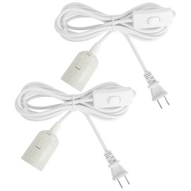 Jimosoon Light Bulb Socket with Cord - 10Ft Plug in E26/E27 Light Socket Hanging Lamp Extension Cable with On/Off Switch, UL Pendant Lantern Cord, White, 2 Pack