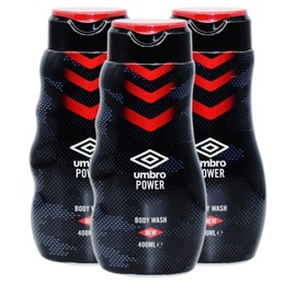 3x Umbro Power Body Wash - 400ml - (With A Free Fridge Magnet)