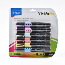 AZOR - Resaltador de Textos, Colores Pastel, Marcador De Textos, 6 Piezas, Vision Plus, 301.2626CSP