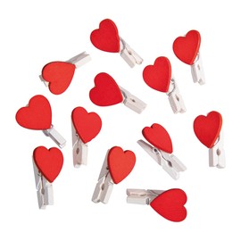 Rayher Mini Wooden Pegs with Heart, Wood, 2.5 cm, Pack of 12, Small Clothes Pegs, Decorative Pegs, Wedding Pegs, FSC Certified, 64595000