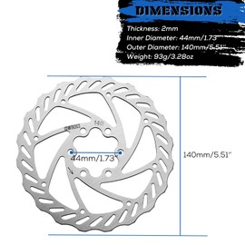 Corki Cycles Bicycle Disc Brake Disc with 6 Screws for Mountain Bike, 1 Piece 140mm 160mm 180mm 203mm Square Hole 140mm
