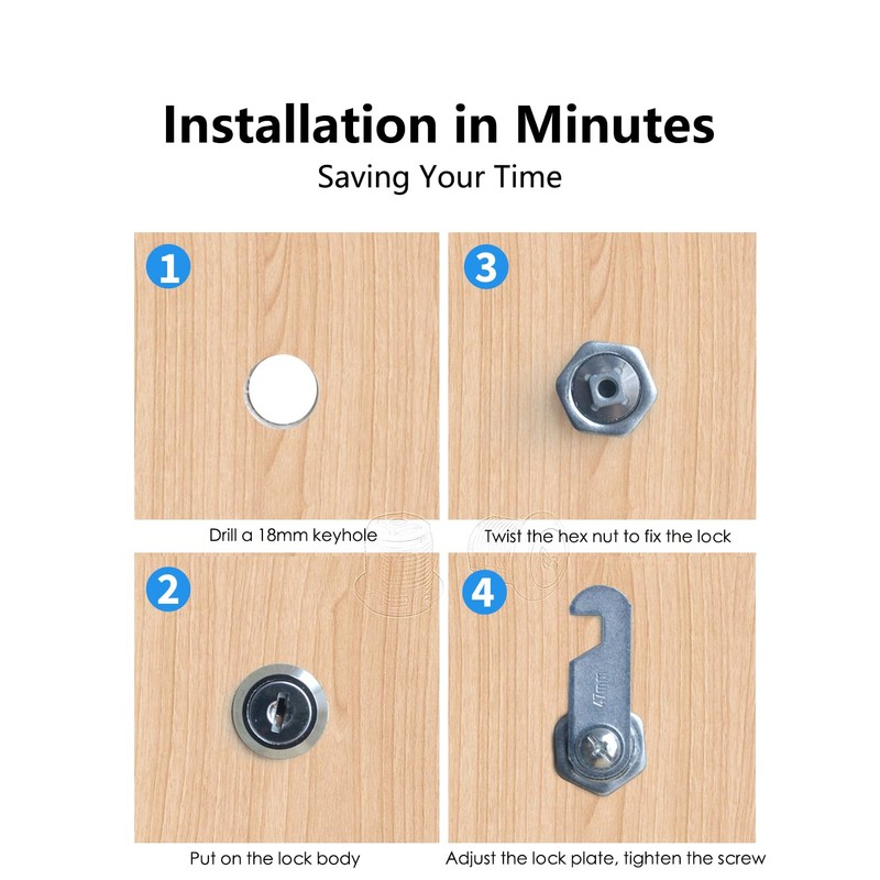 Bicafa 3 Packs Cabinets Locks with Keys, Keyed Alike Cam