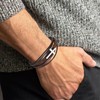 Hamoery Leather Cross Bracelet for Men Braided Stainless Steel Bracelets