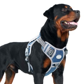 AUROTH Tactical Dog Harness for Small Medium Large Dogs No Pull Adjustable Pet Harness Reflective K9 Working Training Easy Control Pet Vest Military Service Dog Harnesses (XL, Denim Blue)