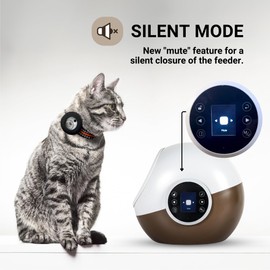 FurBabyFeeder Sphere – RFID Automatic Cat Feeder with Mute Option & Tag Sleeve – Smart Feeder for Multi-Cat Homes – Works with Wet & Dry Food – Secure Locking Doors, LCD Display - Coffee