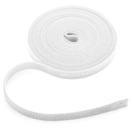 deleyCON 5 m Velcro Cable Ties Velcro Tape Roll 10 mm Wide Cable Management Cable Organiser Velcro Cable Tie Velcro Can Be Cut to Size White