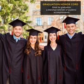 Graduation Cords, Cords for Graduation 2026, Black Red 68" Braided Grad Chords Honor Cord Tassel Ropes for Grad Accessories Party Decorations Ceremonies College Students Master Doctoral Bachelor Gown