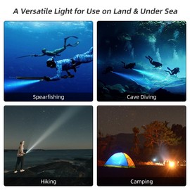 XTAR Hunter DH1 1600 Lumen Scuba Dive Light, 5 Degrees Narrow Beam Angle,Side Button Switch Lock Design, with Battery Indicator, for Underwater 100 Meters Diving