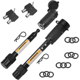 Trailer Hitch Lock 5/8" Dia. for Class III IV 2"& 2-1/2" Receiver, Anti-Theft Steel Locking Hitch Pin with 2 Keys for Towing Trailer/Truck/Bike Rack, 2 Pack