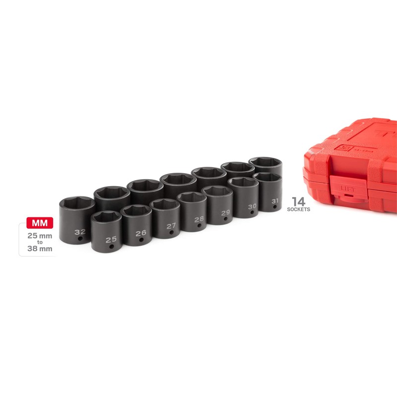TEKTON 1/2 Inch Drive 6-Point Impact Socket Set, 14-Piece (25-38