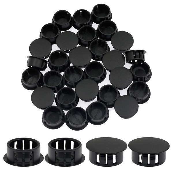 Suiwotin 30PCS 19mm (3/4") Black Hole Plugs Plastic Flush Type