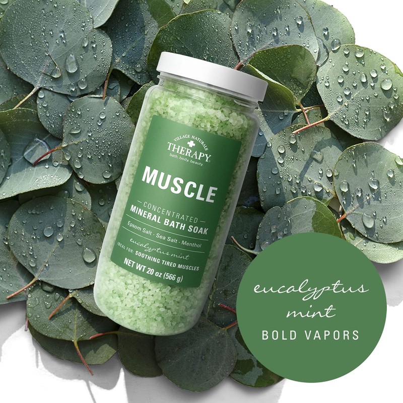 Village Naturals Therapy, Muscle Concentrated Mineral Bath Soak, Eucalyptus Mint
