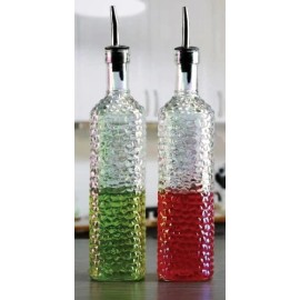 Circleware Radiance Pearl Hammered Oil and Vinegar Glass Dispenser Bottles,...