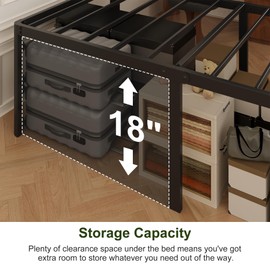 Yicensen 20 Inch King Bed Frame with Rounded Corner Legs No Box Spring Needed King Size Platform Bed Frame, Heavy Duty, Easy Assembly, Noise Free, Black.