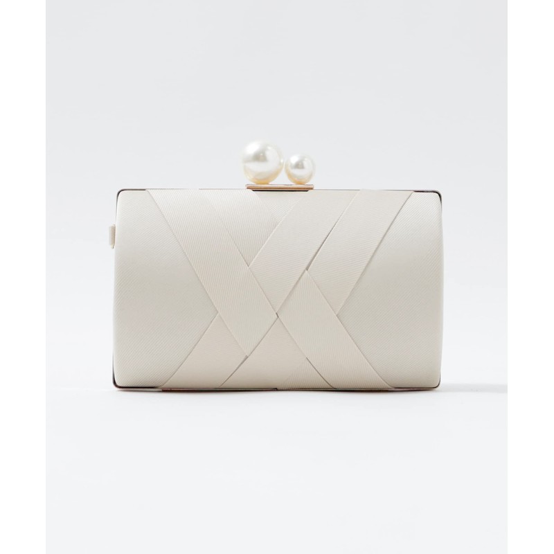 niana Party Bag, Clutch Bag, Handbag, Pearl, Satin, beige