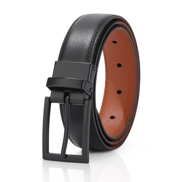 AWAYTR Boys Genuine Leather Belt - Reversible Black and Brown