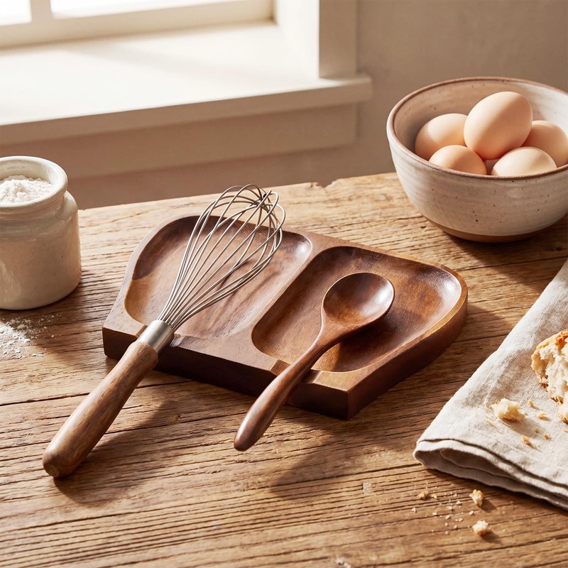 Domensi Large Acacia Wood Spoon Rest for Stove Top, 8.5