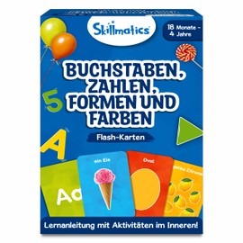 Skillmatics Thick Flash Cards for Toddlers - Letters, Numbers, Shapes & Colours, 3-in-1 Educational Game for Kids from 18 Months to 4 Years, Includes Learning Activities for Preschool Children
