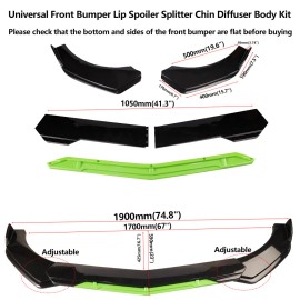 For Hyundai Front Bumper Lip Side Skirt Rear Bumper Lip Strut Rods Black Green