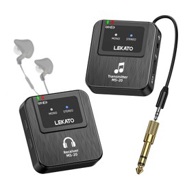 LEKATO Wireless In-Ear Monitor MS-20 2.4G IMM System Low Latency Transmitter and Receiver Auto Pairing OTG Support 1:1 In-Ear Monitoring for Live Performance/Stage Singer Band (Transmitter and