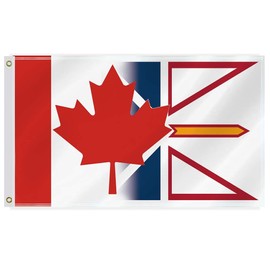 3×5 FT Canada Newfoundland and Labrador Province Combo Flag,Large Canadian NL Decor,Double Side Digital Printed 150D Polyester Banner With Canvas Header Brass Grommet For Outdoor Indoor Parade Car