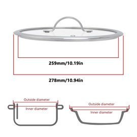 Antrader 10.5 Inch Tempered Glass Pot Lid with Stainless Steel Handle for Frying Pans and Pots, Clear (1 Set/10.5 Inch)
