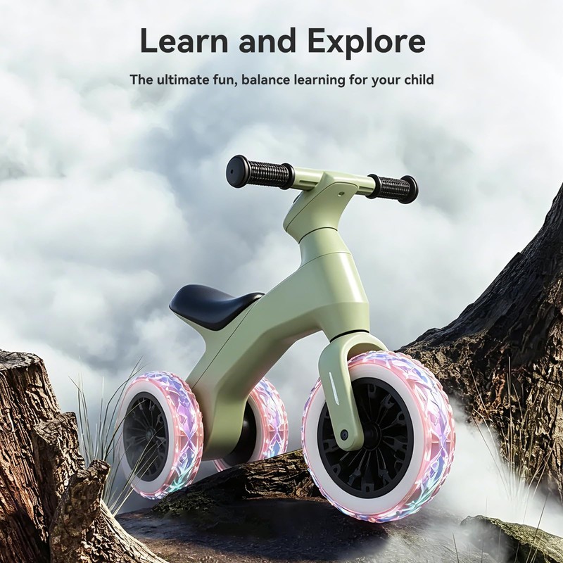 WXXM Toddler Balance Bike - Light-Up Wheels, No Pedal, Anti-Tip