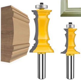 MAYLNE Router Bit Set 1/2 Inch Shank Frame Crown Mitered Door & Drawer Panel Molding Cutter 2PCS, Woodworking Milling Cutter Carbide CNC Cutting Tool for Doors, Tables, Shelves(Y-1/2MK)