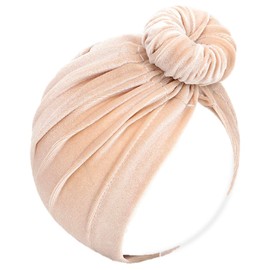 Velour Velvet Turban Hair Band Headband Newborn Photo Head Protection Hat Ribbon Spring Summer Autumn Winter Newborn Baby Baby (Beige, Same Size)
