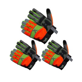 XPRO® 24TSHV Anti Vibration Gloves, Reflective back glows in dark, Touch Screen, Orange Hi Vis Gloves Flexible Spandex Back