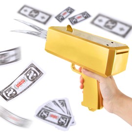 Silkwish Money Gun Shooter with 100 Fake Money, Money Gun for Films, Film Props Gun, to Make It Rain, Money Gun for Games, Movies, Party, Party Games