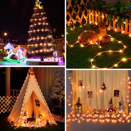 Minetom 2 Pack Battery Operated Christmas Lights Outdoor, Total 80FT 200 LED Candy Cane Rope Lights Battery Operated,String Lights with Timer, 8 Mode, Rope Lights for Outdoor Indoor Bedroom,Warm White