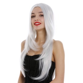 WIG ME UP - 3217-001 Lady Wig very long parting layered straight sleek very light white-ish gray Fairy Elf