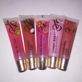 Victoria's Secret Set of 5 Victoria Secret Flavored Lip Gloss Kiwi Blush Coconut Craze Pink Mimosa