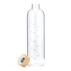 sunkey 32 oz Glass Water Bottle with Time Marker Bamboo