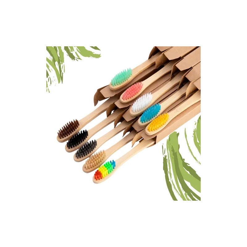 Paquete 120 Cepillo Dientes Bambú Biodegradable Suave