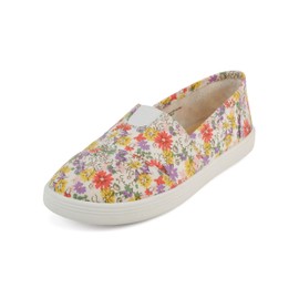 Soda Obji-2 ~ Kids/Girls Round Toe Slip-On Flat Shoes with Padded Insole (Multi Flower, 10)