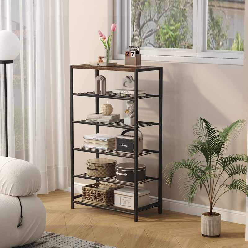 HOMEFORT Shoe Rack 6-Tier, Shoe Storage Shelf, Industrial Shoe Tower,