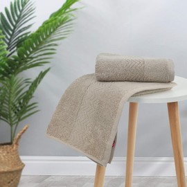 Cleanbear 100% Cotton Hand Towels for Bathroom, Ultra Soft and Highly Absorbent Face Towels 2-Pack, 13 x 28 Inch (Khaki)