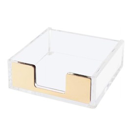 AIMALL Transparent Acrylic Rose Gold Note Holder, Marble Desktop Storage Box for Office Supplies, Memo Pads, and Small Item Organisation, 3.74 x 3.93 x 1.18 inch