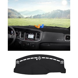 Autorder Dashboard Cover Mat for 2011-2023 Dodge Charger Accessories Dash Cover Flannel Dash Mat Sunshade Glare UV Rays Protector