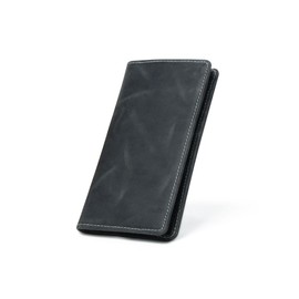 Jajmo Legacy Long Bifold Top-Grain Leather Wallet for Men, 11 Compartments, Slim Design with Checkbook Sleeve, ID Slot & Card Holders (Black)