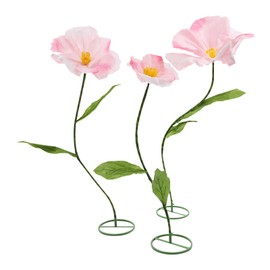 Eleeferri 3pcs Giant Artificial Flower Poppy Floor Standing 4.6ft / 5.2ft /5.9 ft, Adjustable for Wedding Decoration Reception, Background Backdrop Photo Props, Shop Window (Pink)