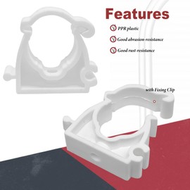 20Pcs White PPR Water Pipe Clamp Clips,with Fixing Clip Water Pipes & Tubing Hoses Support Clips,fit for 1/2" ID PVC Pipe (20MM)